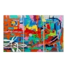 Zestaw trzech nowoczesnych abstrakcyjnych obrazów 165x100cm, wielokolorowe malowidła na płótnie Viva Oferta