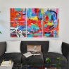 Zestaw trzech nowoczesnych abstrakcyjnych obrazów 165x100cm, wielokolorowe malowidła na płótnie Viva Sprzedaż