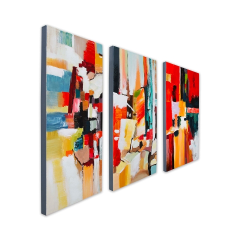 Zestaw 3 nowoczesnych obrazów abstrakcyjnych na płótnie 120x80cm, tryptyk Fiora Promocja