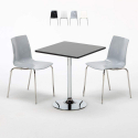 Czarny kwadratowy stolik 70x70 cm z 2 kolorowymi krzesłami Lollipop Platinum Promocja