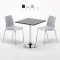 Czarny kwadratowy stolik 70x70 cm z 2 kolorowymi krzesłami Lollipop Platinum Promocja