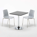 Czarny kwadratowy stolik 70x70 cm z 2 kolorowymi krzesłami Lollipop Platinum Katalog