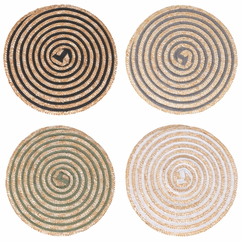 Zestaw 4 okrągłych serwetek z plecionki słomy Ø38cm Spiral Promocja