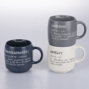 Zestaw 3 kubków ceramicznych 350ml z napisami Victionary L, układające się w stos Promocja