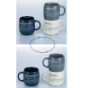 Zestaw 3 kubków ceramicznych 350ml z napisami Victionary L, układające się w stos Sprzedaż
