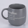 Zestaw 3 kubków ceramicznych 350ml z napisami Victionary L, układające się w stos Model