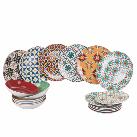 Serwis obiadowy 18 elementów z porcelany dla 6 osób Valladolid Promocja
