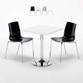 Biały kwadratowy stolik 70x70 cm z 2 kolorowymi krzesłami Lollipop Titanium Promocja