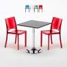 Czarny kwadratowy stolik 70x70 cm z 2 kolorowymi przezroczystmi krzesłami B-Side Phantom Promocja