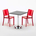 Czarny kwadratowy stolik 70x70 cm z 2 kolorowymi przezroczystmi krzesłami B-Side Phantom Katalog
