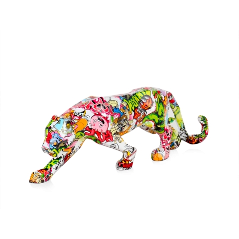 Nowoczesna rzeźba pantery z żywicy pop art graffiti Kari-PA Promocja