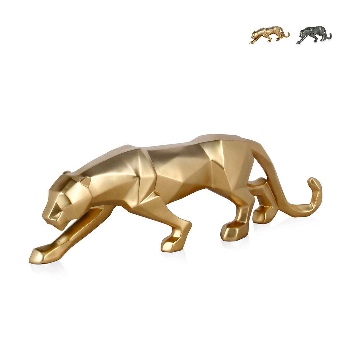 Rzeźba pantery low poly z żywicy o metalicznym efekcie Kari-M Promocja Rzeźba pantery low poly z żywicy o metalicznym efekcie Kari-M Promocja