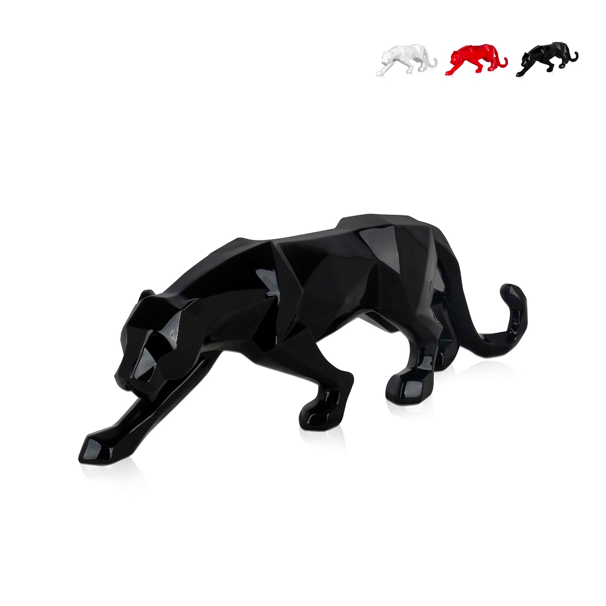 Nowoczesna statua z lakierowanej żywicy, pantera low poly Kari-L Promocja Nowoczesna statua z lakierowanej żywicy, pantera low poly Kari-L Promocja