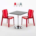 Czarny kwadratowy stolik 70x70 cm z 2 kolorowymi przezroczystmi krzesłami Femme Fatale Phantom Promocja