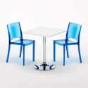 Biały kwadratowy stolik 70x70 cm z 2 kolorowymi przezroczystymi krzesłami Femme Fatale Spectre Katalog