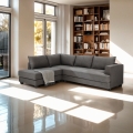 Nowoczesna szara sofa narożna 3-osobowa z tkaniny Alhena Promocja