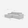 Sofa designerska 3-osobowa z lewą leżanką, tkanina Seginus 