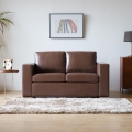 Klasyczna sofa do salonu 2-osobowa z brązowej skóry ekologicznej Momo Promocja