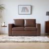 Klasyczna sofa do salonu 2-osobowa z brązowej skóry ekologicznej Momo Promocja