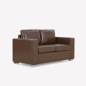 Klasyczna sofa do salonu 2-osobowa z brązowej skóry ekologicznej Momo Sprzedaż