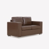 Klasyczna sofa do salonu 2-osobowa z brązowej skóry ekologicznej Momo Sprzedaż