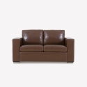 Klasyczna sofa do salonu 2-osobowa z brązowej skóry ekologicznej Momo Oferta