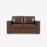Klasyczna sofa do salonu 2-osobowa z brązowej skóry ekologicznej Momo Oferta