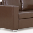 Klasyczna sofa do salonu 2-osobowa z brązowej skóry ekologicznej Momo Stan Magazynowy