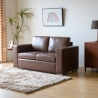 Klasyczna sofa do salonu 2-osobowa z brązowej skóry ekologicznej Momo Cechy