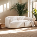 Modułowa sofa narożna 2-osobowa z tkaniny w kolorze beżowym Yuna-2 Promocja