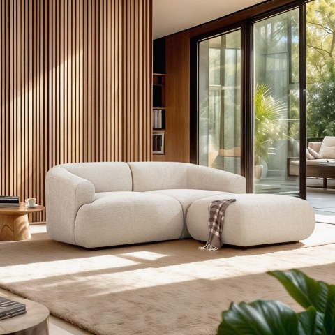 Nowoczesna sofa modułowa 2-osobowa z tkaniny z pufem Yuna-2P Promocja