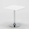 Biały kwadratowy stolik 70x70 cm z 2 kolorowymi przezroczystymi krzesłami Femme Fatale Spectre 