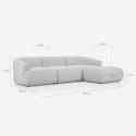 Sofa modułowa 3-osobowa zakrzywiona z pufą z tkaniny Yuna-3P 