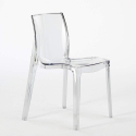 Biały kwadratowy stolik 70x70 cm z 2 kolorowymi przezroczystymi krzesłami Femme Fatale Demon Model
