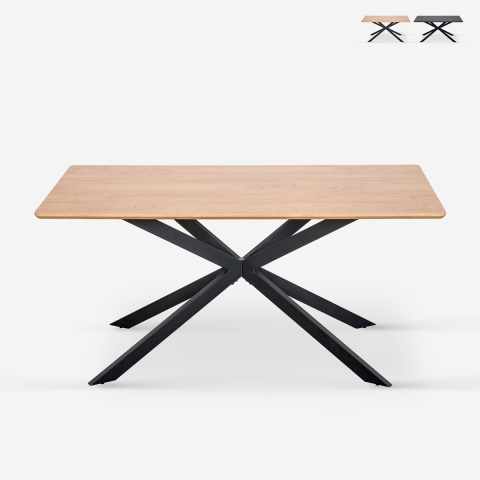 Stół z krzyżowymi nogami 160x90 z drewna i metalu Shaila Promocja
