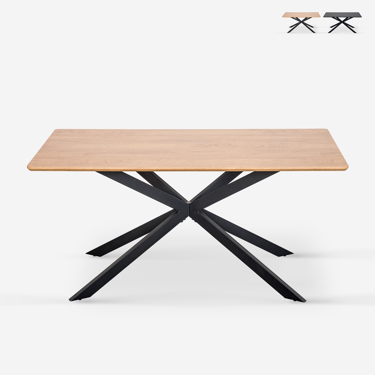 Stół z krzyżowymi nogami 160x90 z drewna i metalu Shaila Promocja