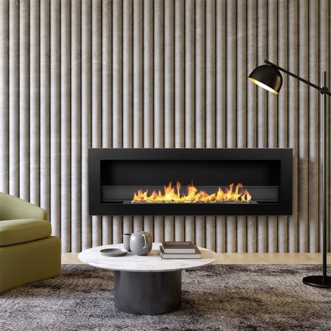 Wkład kominkowy na bioetanol do zabudowy ściennej Livorno 120x40 czarny Promocja
