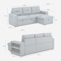 Sofa do spania dla 3 osob z półką z USB-C, biblioteka Civis 