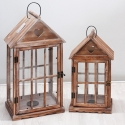 Zestaw 2 drewnianych latarni dekoracyjnych z uchwytem na świece w stylu shabby chic Ferrante Promocja