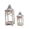 Zestaw 2 latarni shabby chic z szarymi drewnianymi świecznikami Kediri Sprzedaż