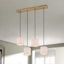 Lampa wisząca drewniana z 4 abażurami z tkaniny Shvid Sprzedaż