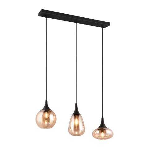 Lampa wisząca kuchnia półwysep 3 światła szkło bursztynowe Tepuk Promocja