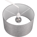 Lampa stojąca łukowa z białego metalu z szarym abażurem z tkaniny Drask Sprzedaż