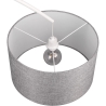 Lampa stojąca łukowa z białego metalu z szarym abażurem z tkaniny Drask Sprzedaż