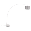 Lampa stojąca łukowa z białego metalu z szarym abażurem z tkaniny Drask Rabaty