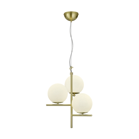 Lampa wisząca z 3 kulistymi kloszami ze szkła białego Lumat Promocja