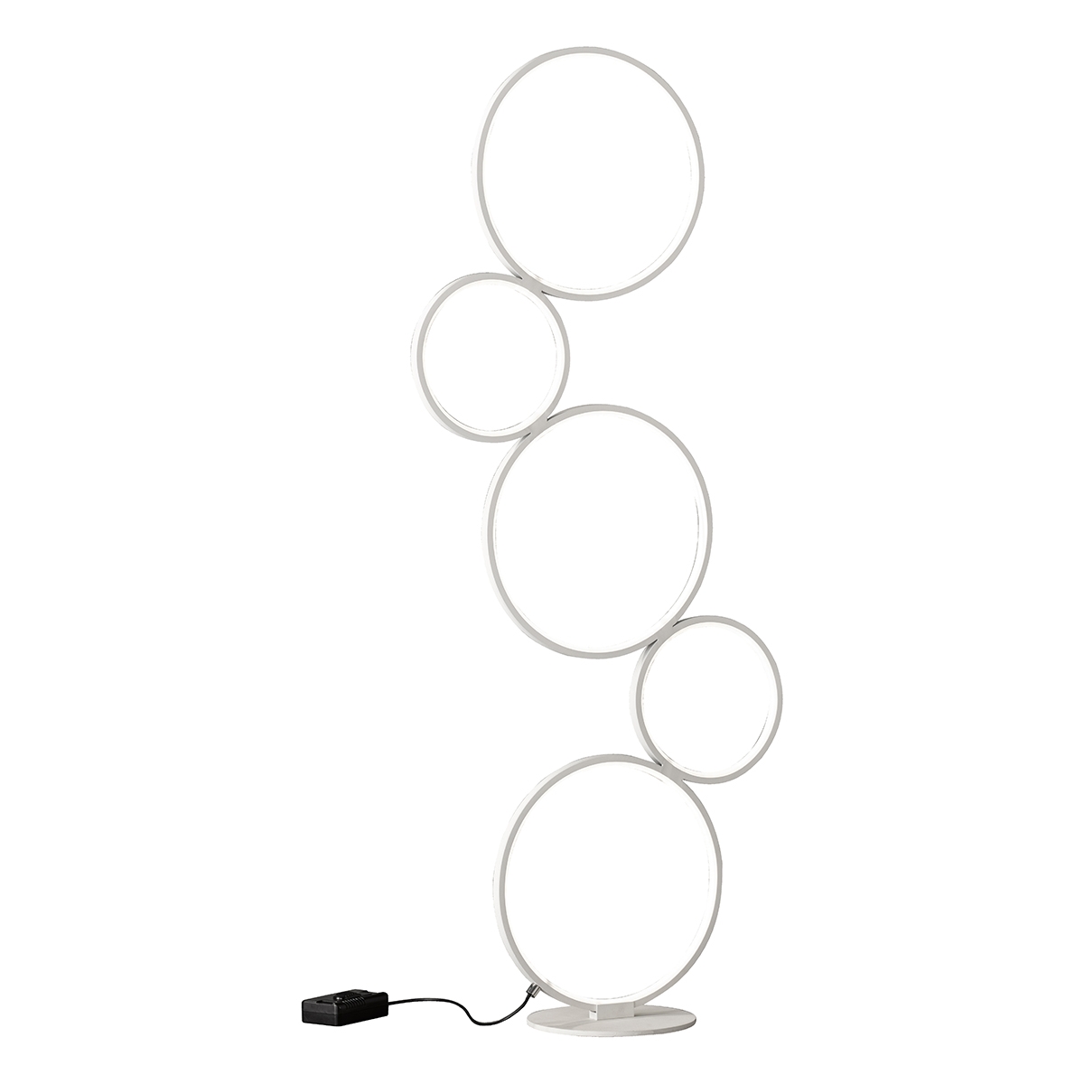 Nowoczesna lampa stojąca LED z 5 okręgami, ściemnialna, Nural Promocja Nowoczesna lampa stojąca LED z 5 okręgami, ściemnialna, Nural Promocja
