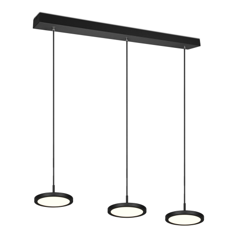 Nowoczesna czarna lampa wisząca LED z 3 światłami, ściemnialna Pular Promocja
