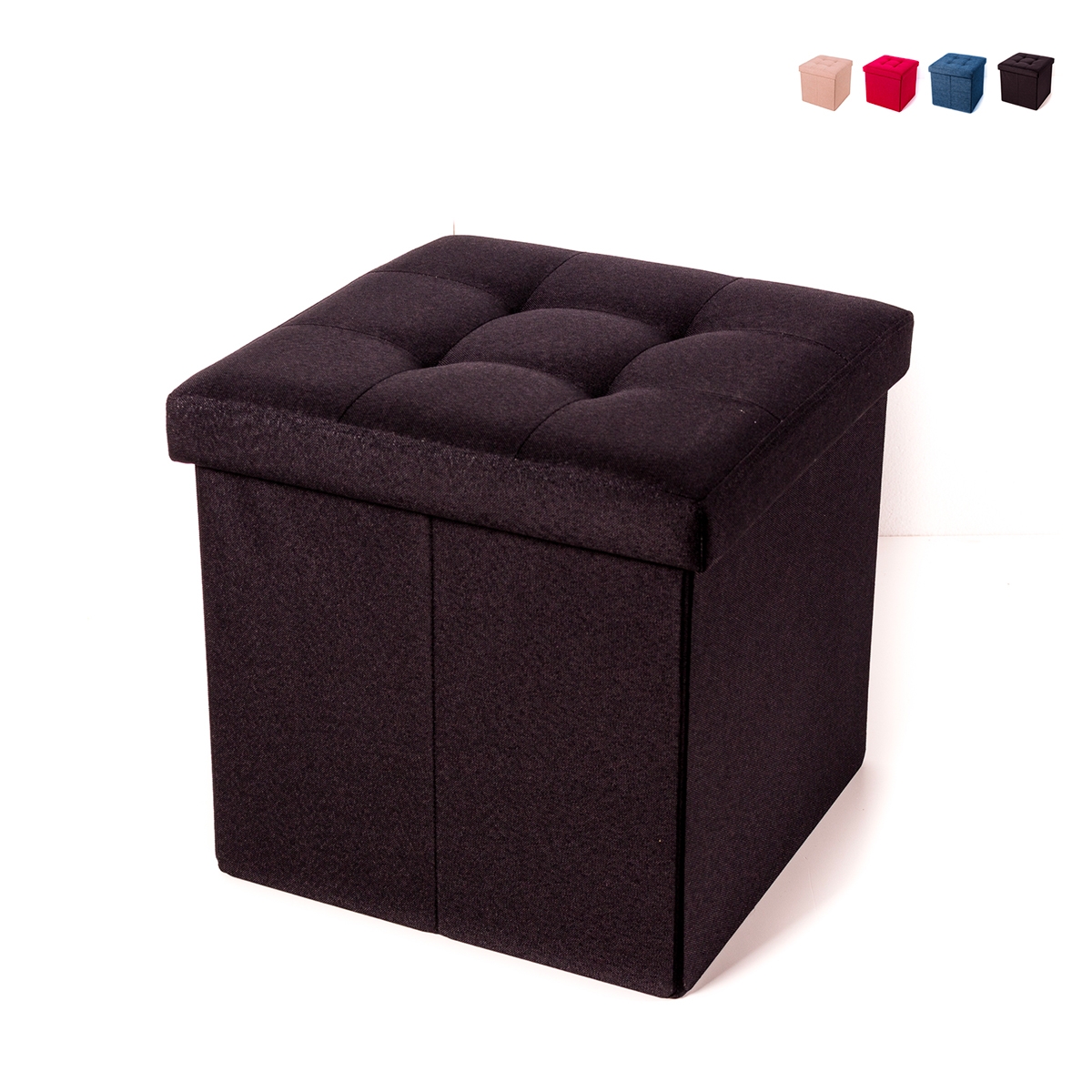 Kwadratowy puf z pojemnikiem z tkaniny do salonu 34x34 cm Liberty Oferta Kwadratowy puf z pojemnikiem z tkaniny do salonu 34x34 cm Liberty Oferta