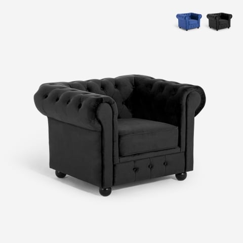 Fotel do salonu w stylu klasycznym Chesterfield z aksamitu Coventry Promocja